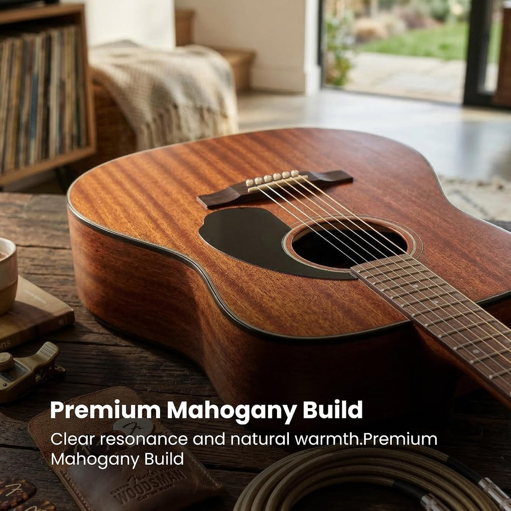 Fender CD-60S Solid Top Dreadnought Acoustic Guitar - All Mahogany Bundle with Gig Bag, Tuner, Strap, Strings, Picks, and Austin Bazaar Instructional DVD