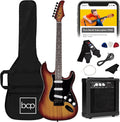 Best Choice Products 39in Full Size Beginner Electric Guitar Starter Kit w/Case, Strap, 10W Amp, Strings, Pick, Tremolo Bar - Bourbon