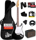 Pyle Electric Guitar and Amp Kit - Full Size 39' Complete Starter Kit with Wearable Bluetooth Amplifier, 1/4' Cable, Carry Case, Strap, Strings, Picks, Cleaning Cloth, ST-Style Pickups (Black)