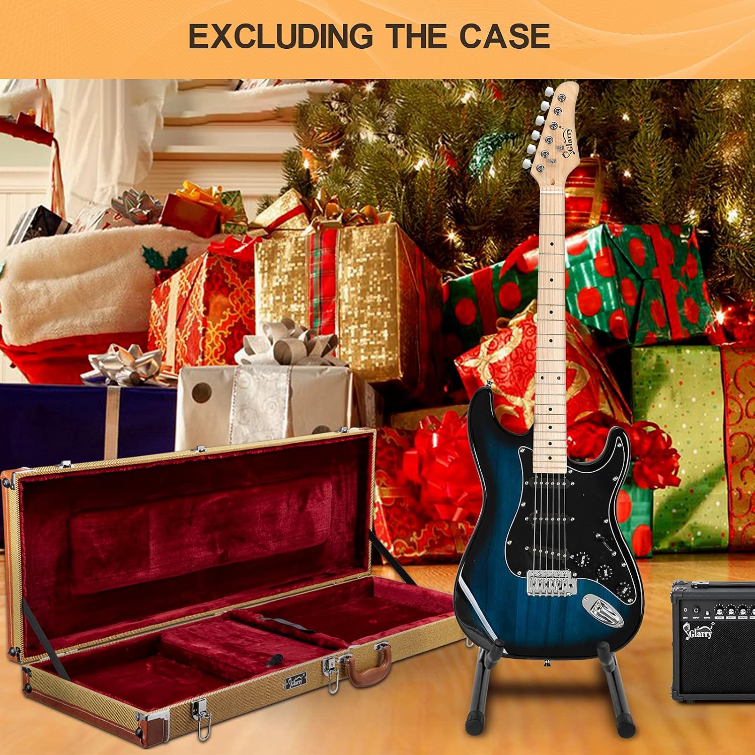 GLARRY Full Size Electric Guitar for Music Lover Beginner with 20W Amp and Accessories Pack Guitar Bag (DARK BLUE, 39' Right Handed)