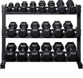 REP Fitness Rubber Hex Dumbbell Set, Adjustable Weight Pairs, Home Gym Equipment, Strength Training For Men Women, Black Coated Grips, Workout Rack Storage Optional, Heavy Lb Free Weights