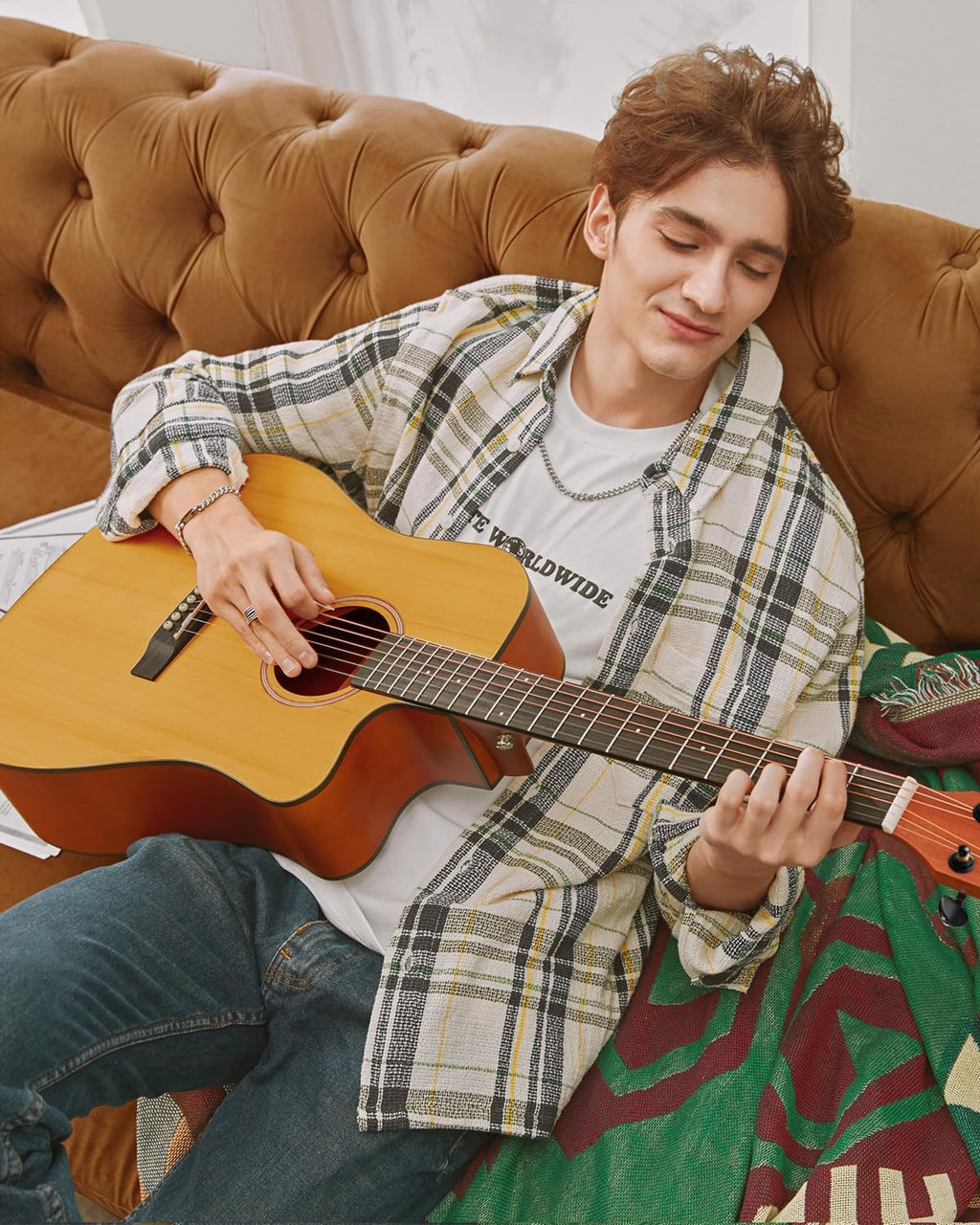 Donner 41' Acoustic Guitar Bundle for Beginners Adults with Online Lesson, 4/4 Full Size Steel Acustica Guitarra with Gig Bag, Tuner, Strap, Strings, Picks, Capos, Cutaway, Natural, DAG-1C/DAD-110C
