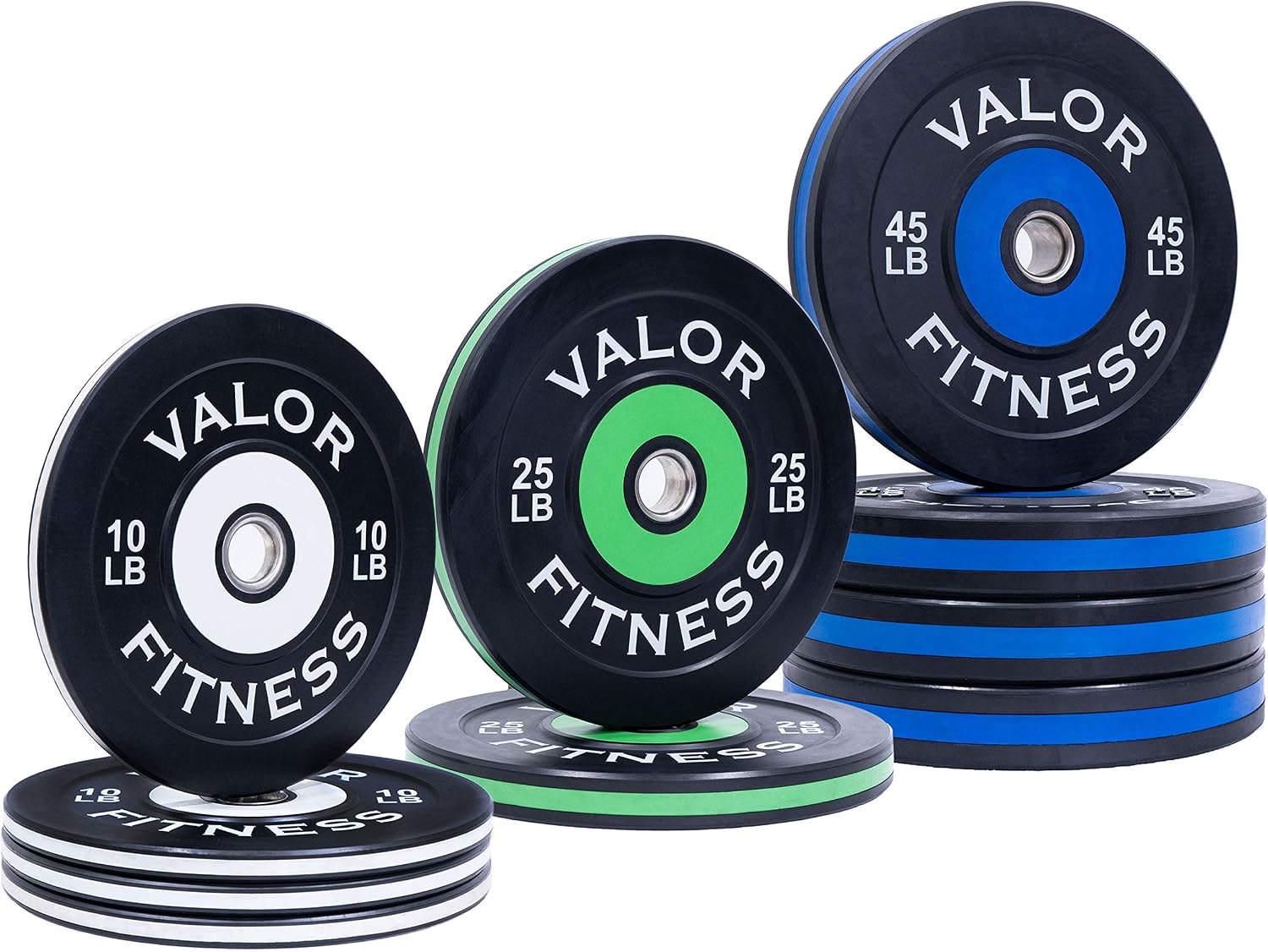 Valor Fitness Olympic Bumper Plate Pro - Weight Plates - Lifting Strength Conditioning Cross Training Workouts – Sold in Singles, Pairs, Sets - Workout Equipment