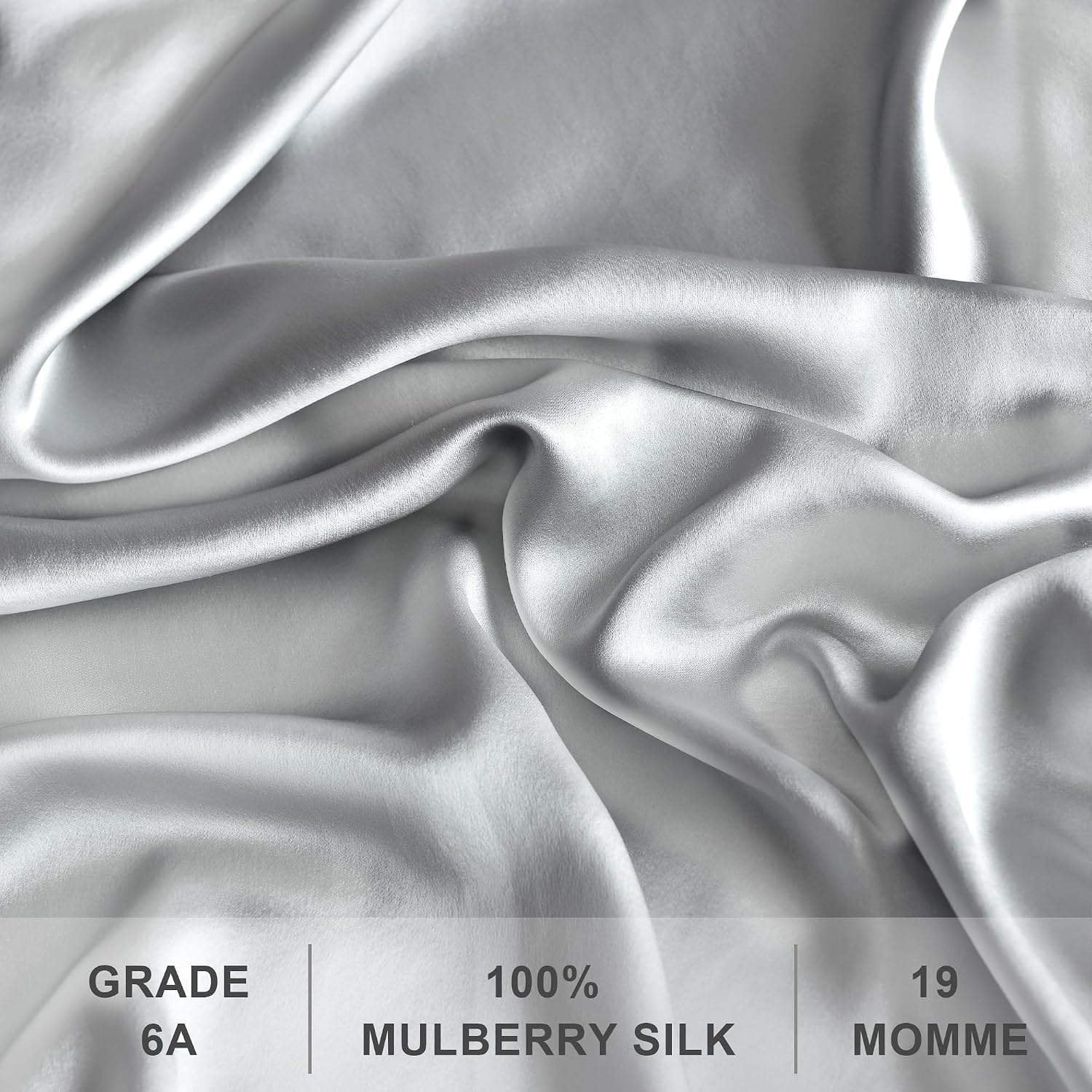 Silk Sheet Set - 100% Mulberry Silk, 19 Momme, Deep Pockets, Ultra Soft Luxury Bedding (Gray, King)