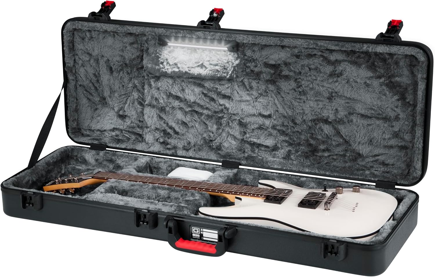 Gator Cases Molded Flight Case for Electric Guitar with Internal LED Lighting and TSA Approved Locking Latch, (GTSA-GTRELEC-LED)