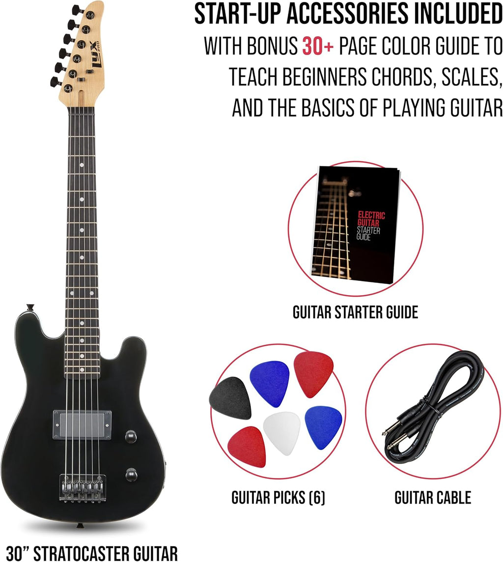 LyxPro CS 30' Electric Guitar Kit for Beginner, Intermediate & Pro Players with Guitar, Amp Cable, 6 Picks & Learner's Guide | Solid Wood Body, Volume/Tone Controls, 5-Way Pickup - Black