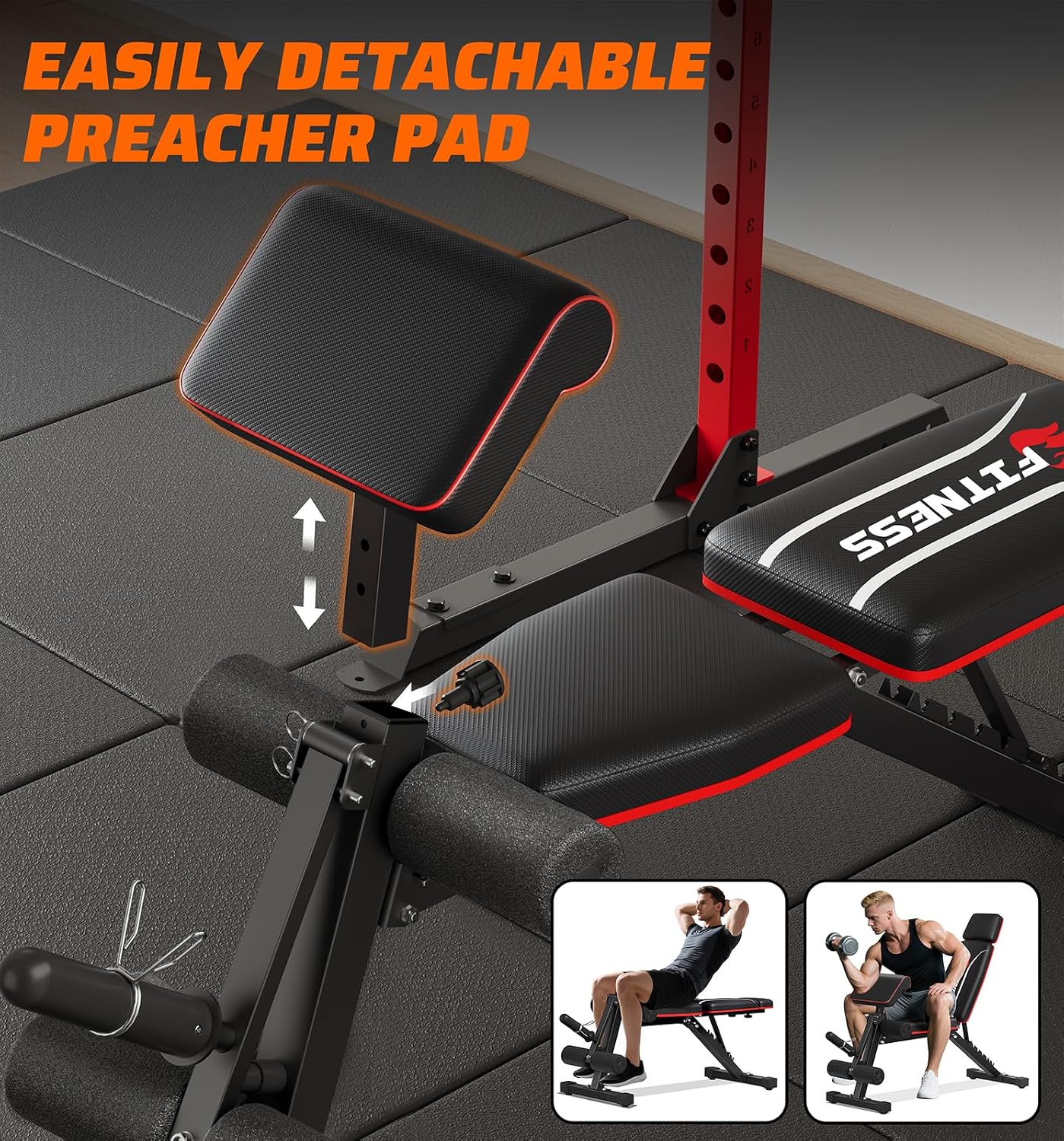 Adjustable Weight Bench & Workout Bench & Leg Extension for Home Gym, Foldable Bench Press for Full Body Workout with Leg Developer & Preacher Pad, 900Lbs Capacity & Space-Saving Design