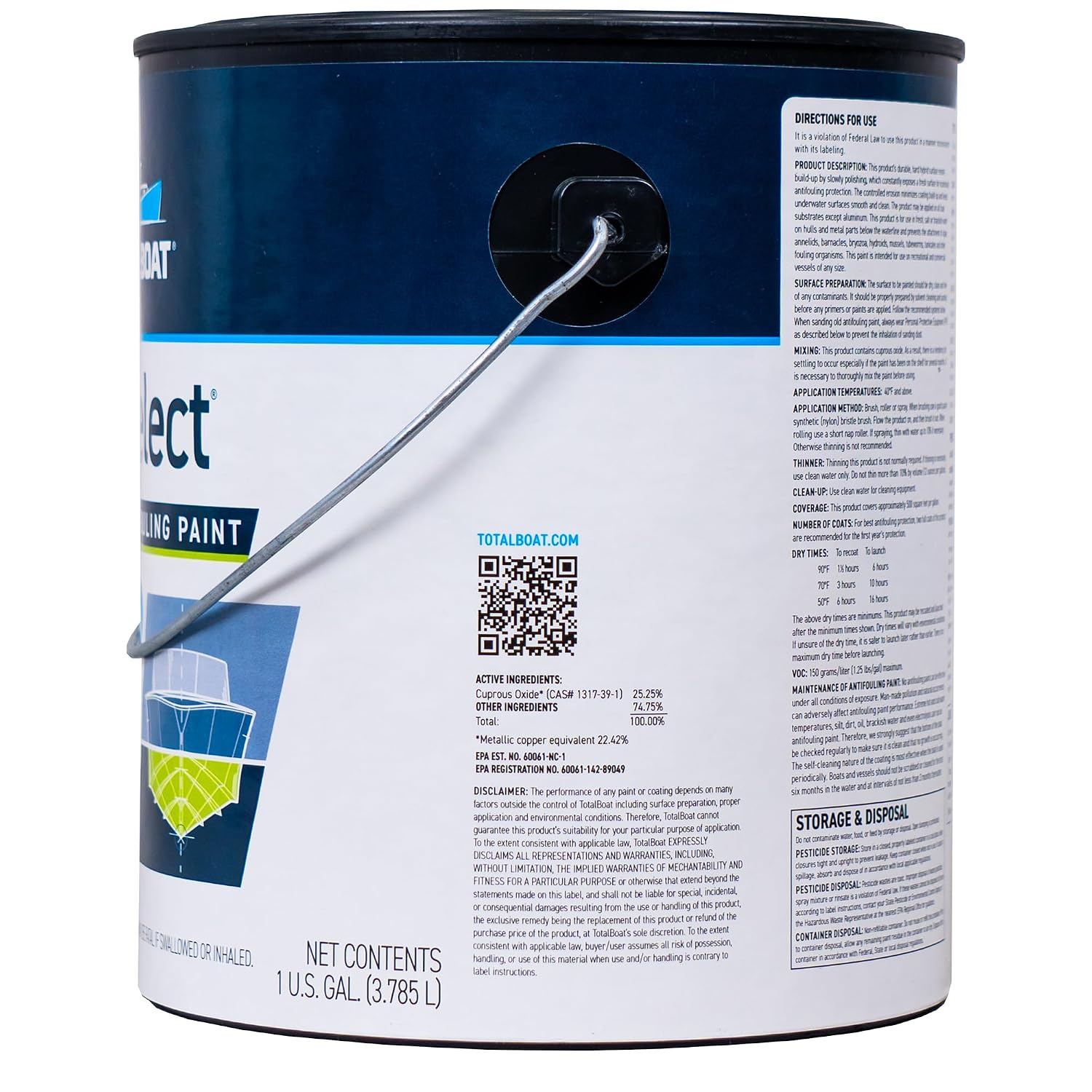 TotalBoat JD Select Ablative Antifouling Bottom Paint for Fiberglass, Wood and Steel Boats (Black, Gallon)