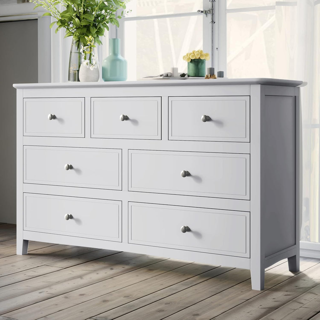 White Solid Wood 3 Pcs King Bedroom Sets