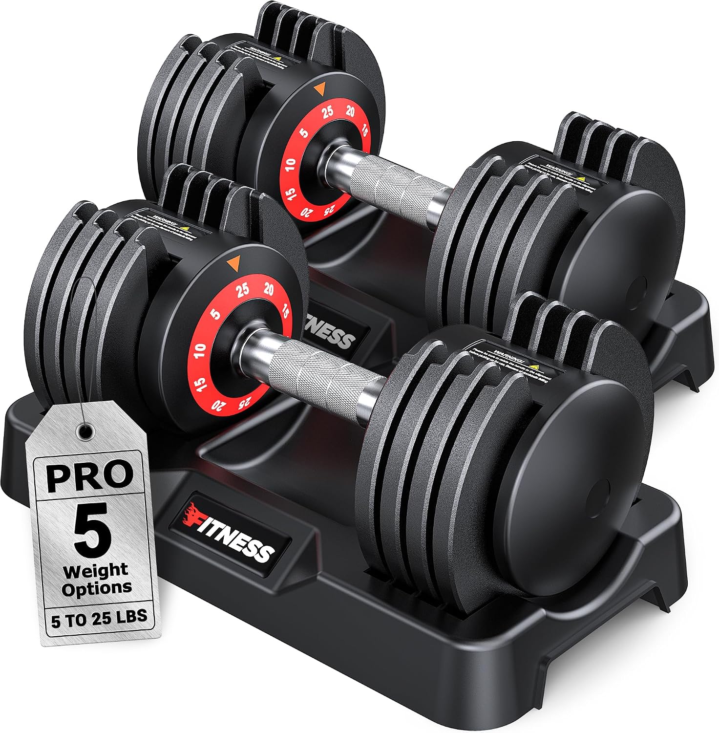 Rendpas Adjustable Dumbbells Set of 2, 5-in-1/10-in-1/16-in-1 Quick-Lock Hand Weights 25/55/80 lbs Pair, Anti-Slip Handle Free Weights Set for Home Gym Strength Training for Men Women