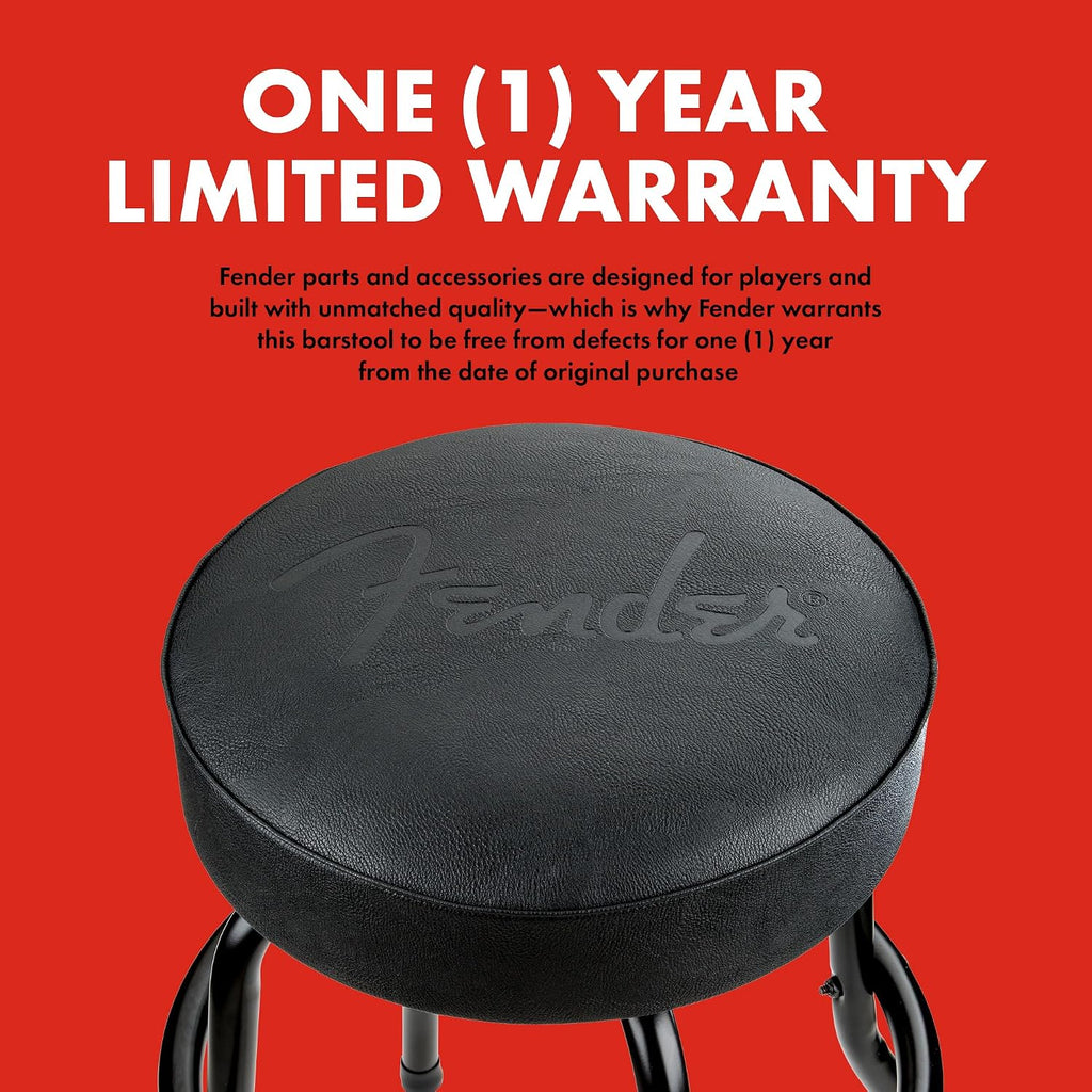 Fender Embossed Black Logo Swivel Barstool, Great Gifts for Dad, with 1 Year Limited Warranty, Simple Assembly, Black/Black, 24'