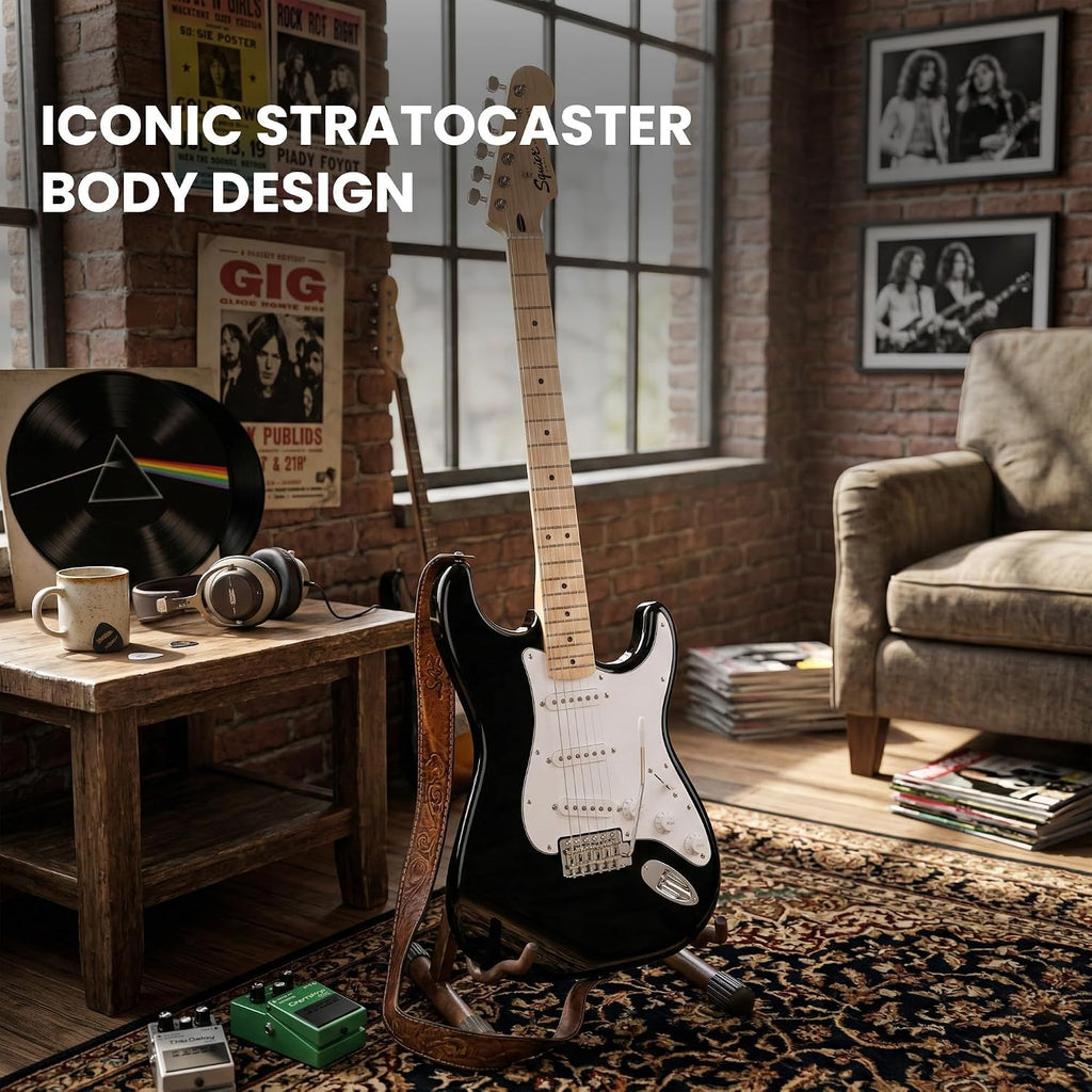 Fender Squier Sonic Stratocaster Pack - Black Bundle with Frontman 10G Amplifier, Gig Bag, Tuner, Strap, Cable, Picks, and Austin Bazaar Instructional DVD