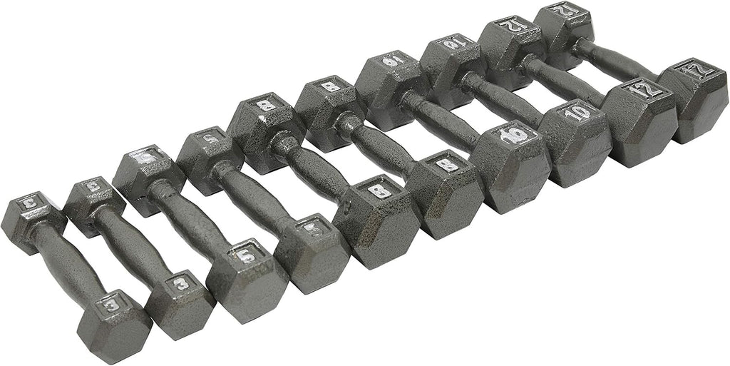 Ader Fitness Hex Dumbbell Set- 8 Pairs; 3-25lb w/Rack