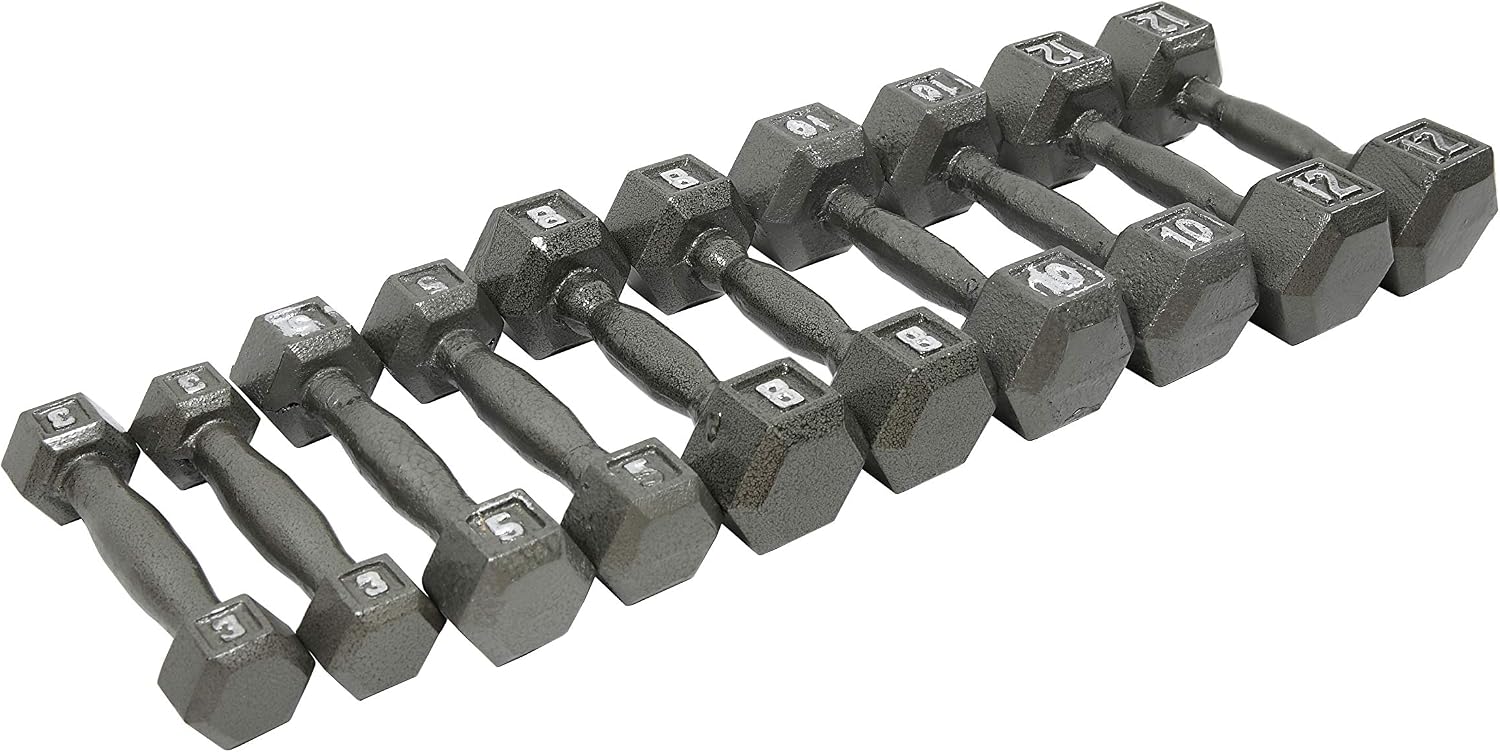 Ader Fitness Hex Dumbbell Set- 8 Pairs; 3-25lb w/Rack