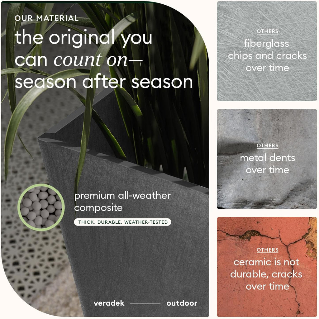 Veradek V-Resin Indoor/Outdoor Taper Planter, 2-Pack (26 inch, Grey)