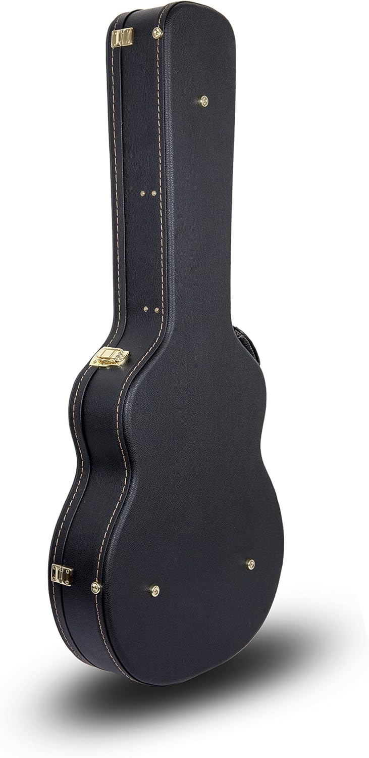 Crossrock Wooden Guitar Case Fits 335 Style 6-String Semi-Hollow Electric Guitars- Stainless Steel Latches, Sponge Lining, Metal Feet, Storage Space-Black (CRW620SABK)