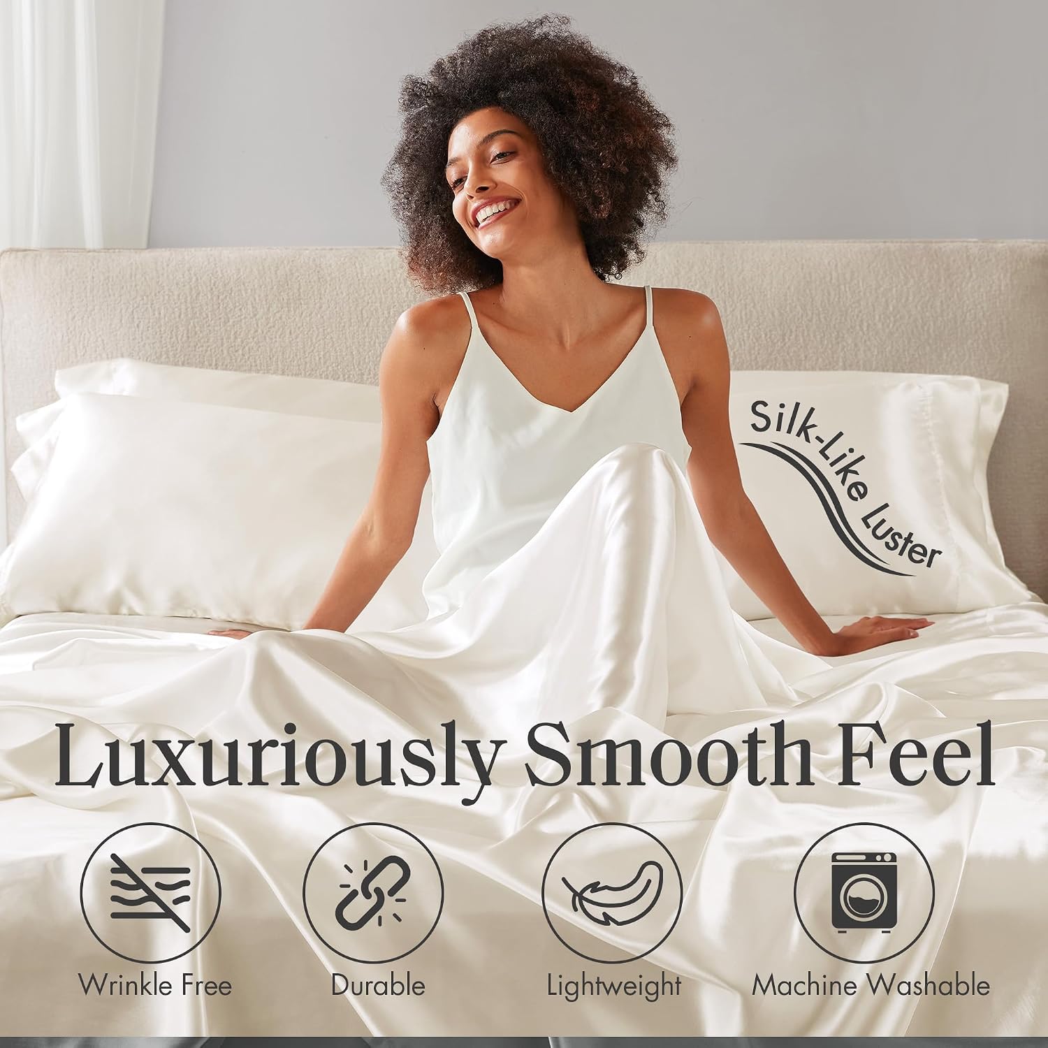 King Size 6 Piece Sheet Set 22 Momme Mulberry Silk Soft Breathable Cooling Bed Sheets (1 Flat Sheet,1 Fitted Sheet,4 Pillow Cases) Fits 10-12' Deep Pocket (Solid, Purple)