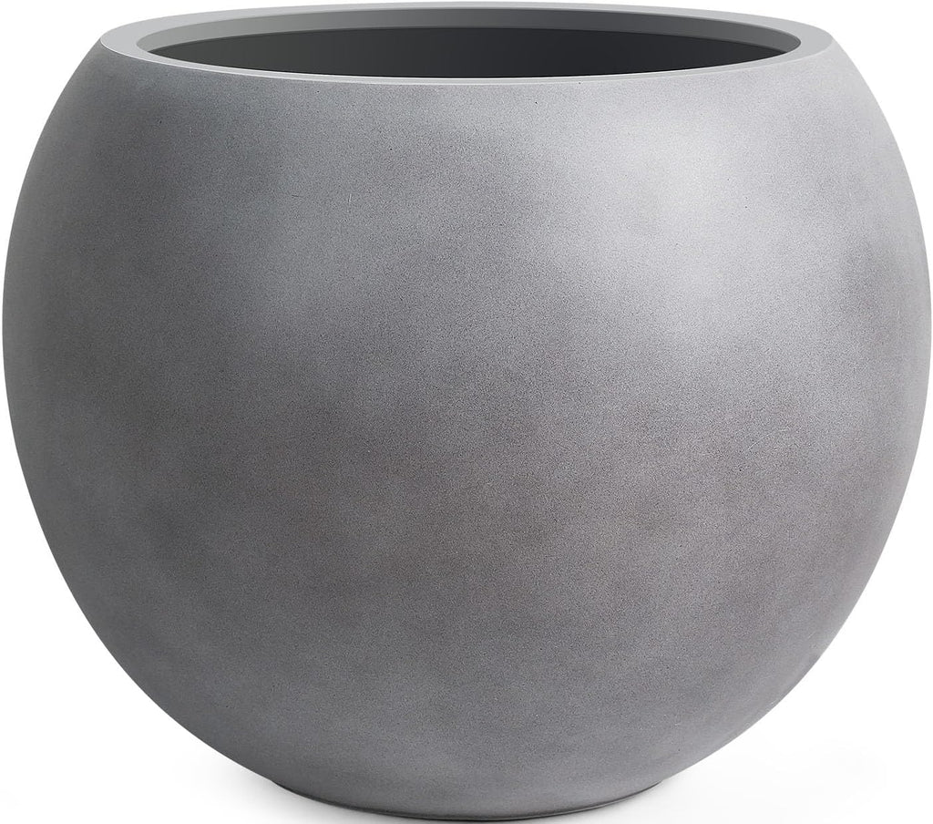 Panlaolao 13.5 H x 17' Dia (12' Pot Opening) Round Fiberstone Planter with Drainage Hole, Gray, Indoor/Outdoor Large Plant Pot for Home Patio Garden, Ideal for Large Plants