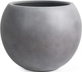 Panlaolao 13.5 H x 17' Dia (12' Pot Opening) Round Fiberstone Planter with Drainage Hole, Gray, Indoor/Outdoor Large Plant Pot for Home Patio Garden, Ideal for Large Plants