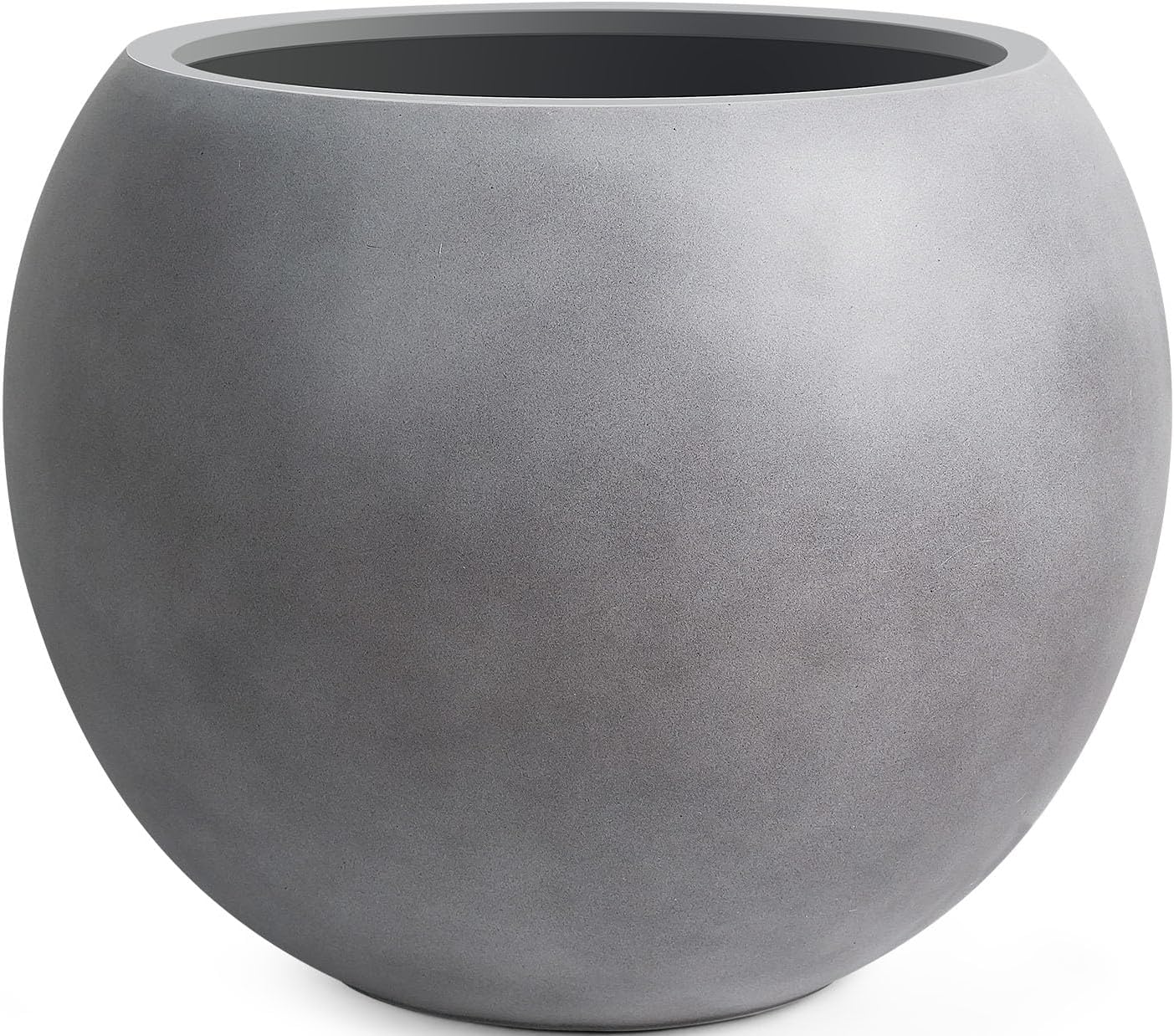 Panlaolao 13.5 H x 17' Dia (12' Pot Opening) Round Fiberstone Planter with Drainage Hole, Gray, Indoor/Outdoor Large Plant Pot for Home Patio Garden, Ideal for Large Plants