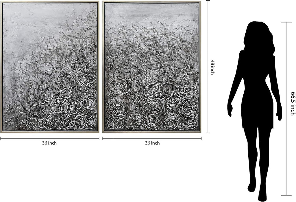 Empire Art Direct Abstract Wall Art Textured Hand Painted Canvas by Martin Edwards, Diptych, 48' x 36' each, Circular Logic