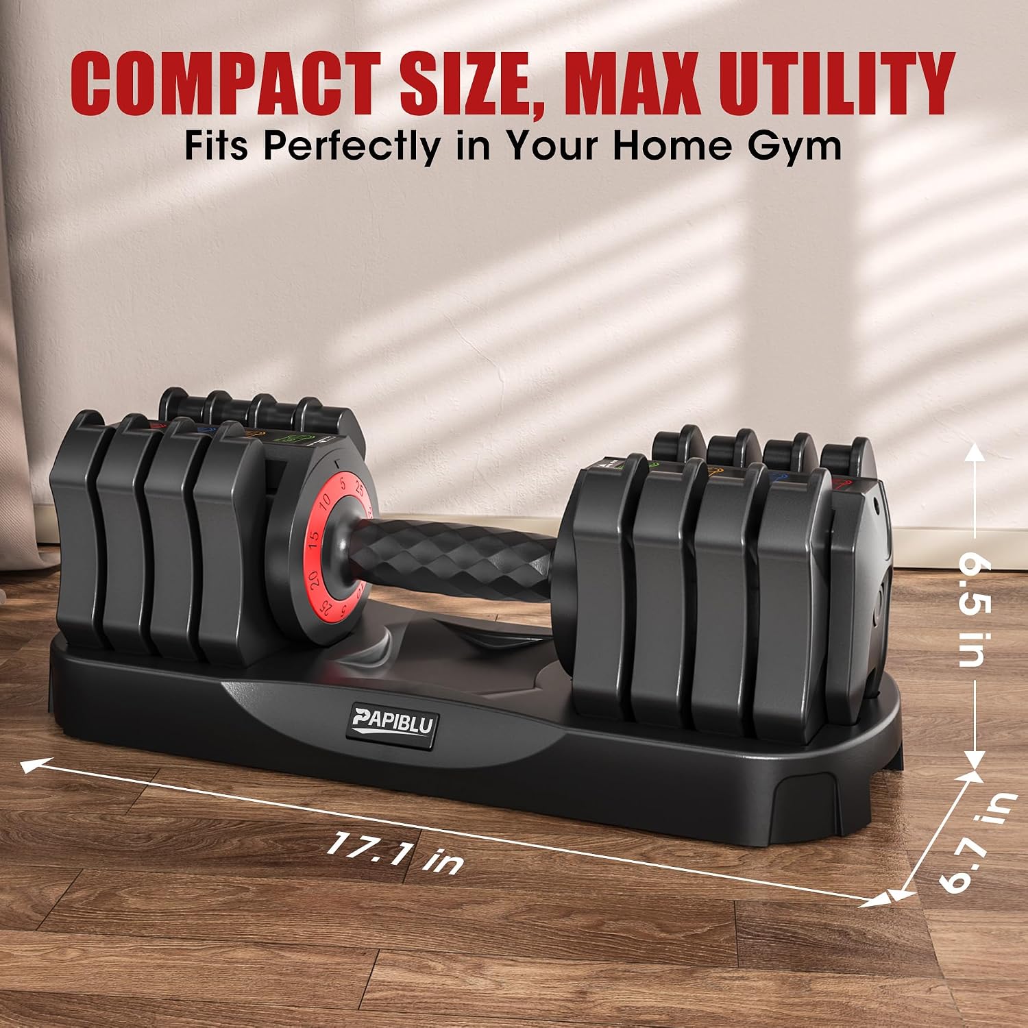 Adjustable Dumbbells Set of 2, 25LBS Adjustable Weight Dumbbells Set, 5 in 1 Free Weights with Anti-Slip Handle for Home Gym, Full-Body Strength Training (Men & Women)