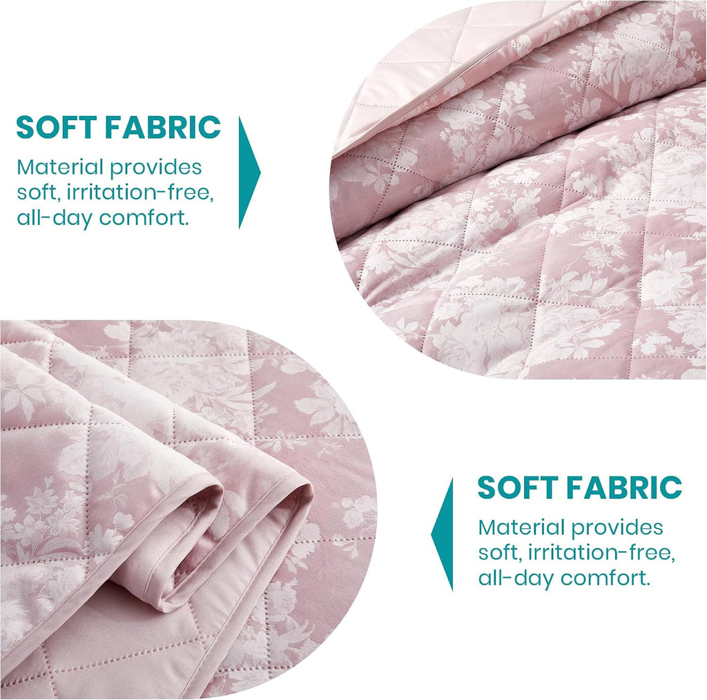 IR Imperial Rooms Velvet King Quilt Size Comforter Bedding Set 3 Pcs - (106'x96') Bedspread Coverlet + 2 Pillow Shams All-Season Quilt Lightweight Diamond Pattern (Baby Pink)