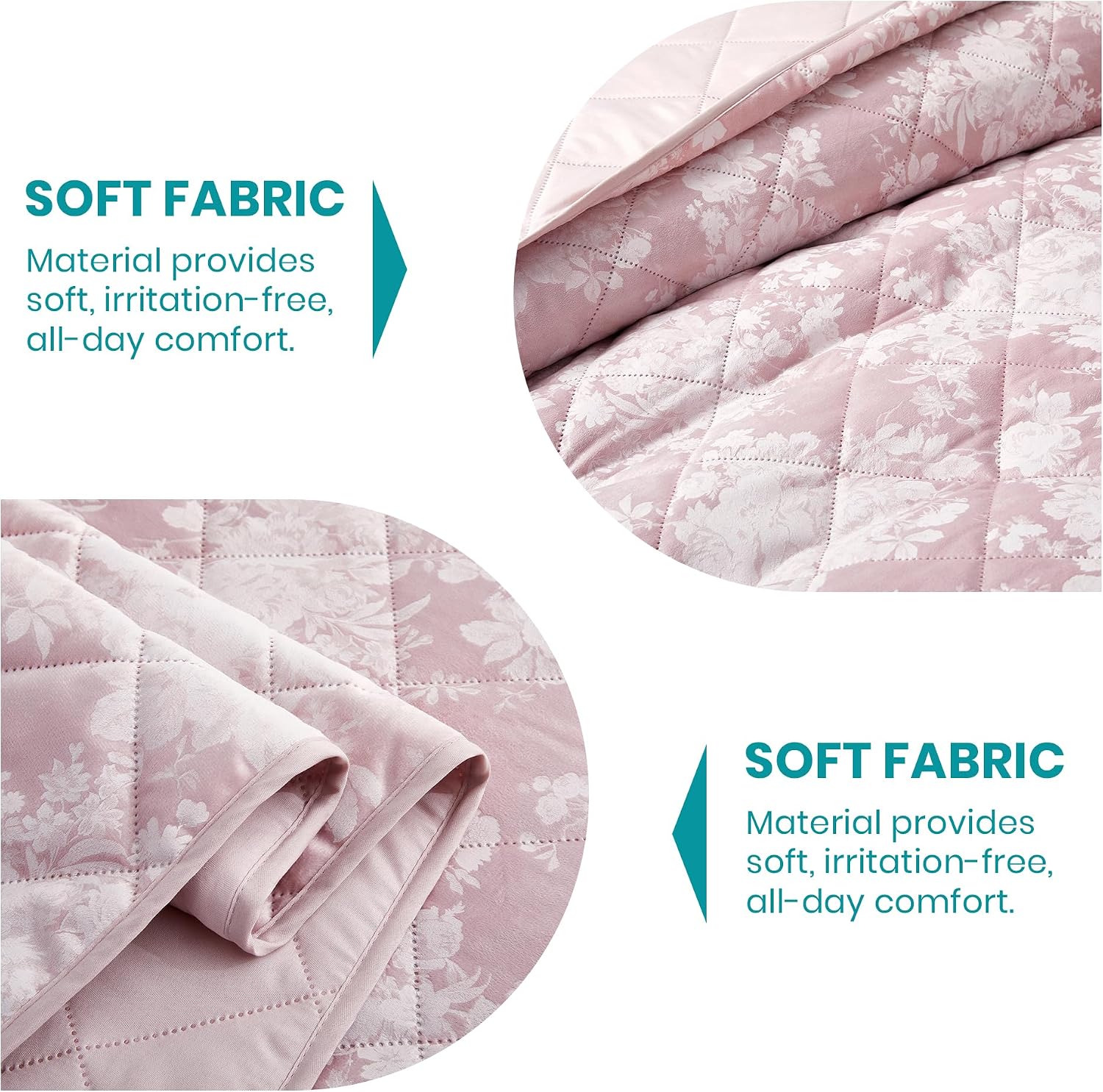 IR Imperial Rooms Velvet King Quilt Size Comforter Bedding Set 3 Pcs - (106'x96') Bedspread Coverlet + 2 Pillow Shams All-Season Quilt Lightweight Diamond Pattern (Baby Pink)