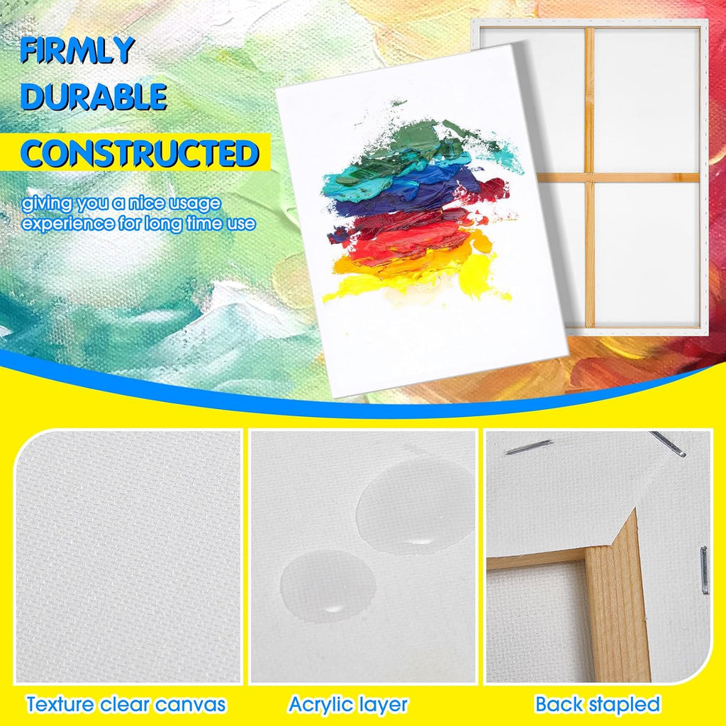Sherr 6 Pcs 48 x 36 Inch Large Canvas for Painting Cotton Stretched Canvas Blank White Canvases Triple Primed Painting Profile Blank for Watercolor Acrylics Oil