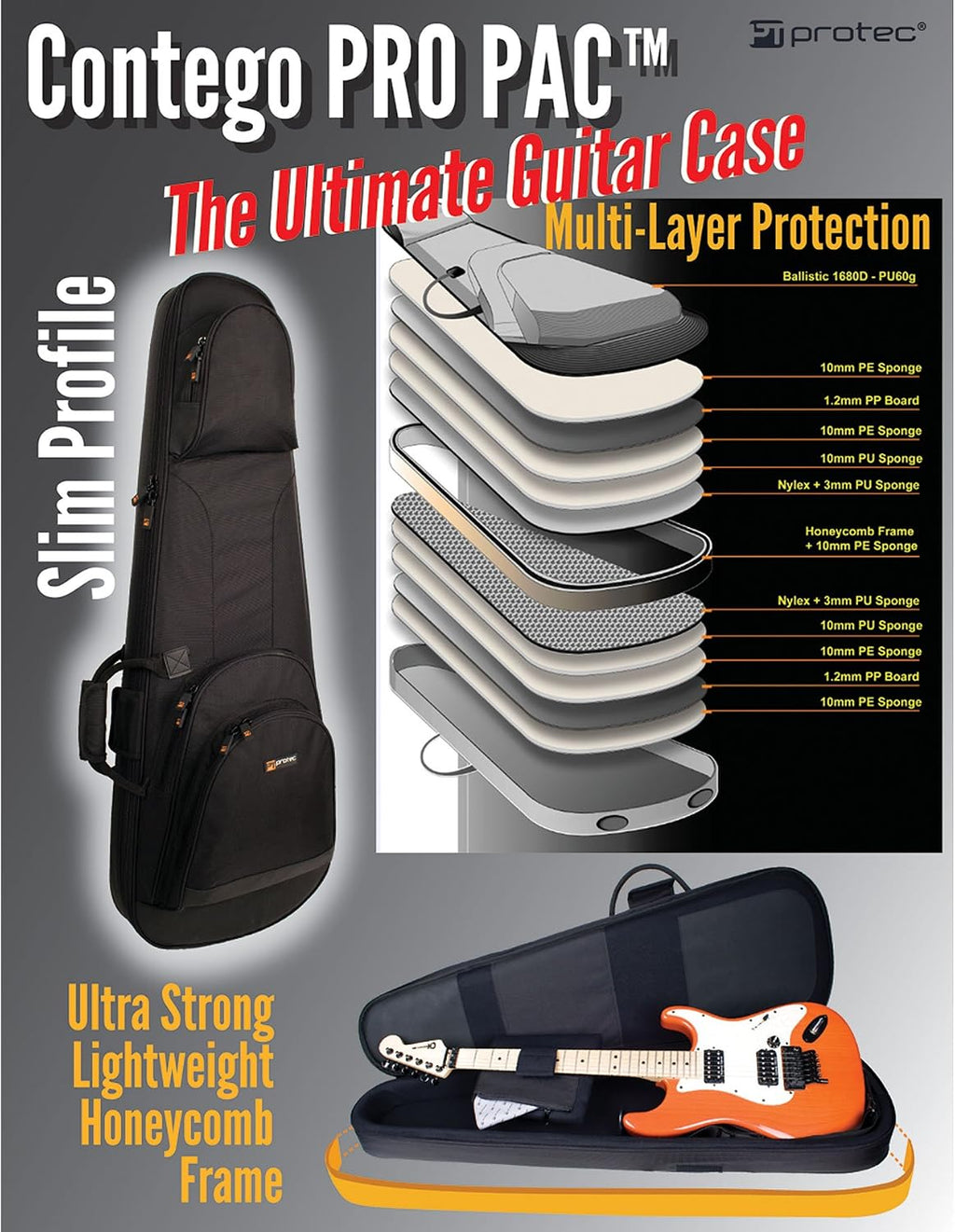 Protec CTG234 Electric Guitar Contego PRO PAC Case (Strat/Tele Type Guitars)