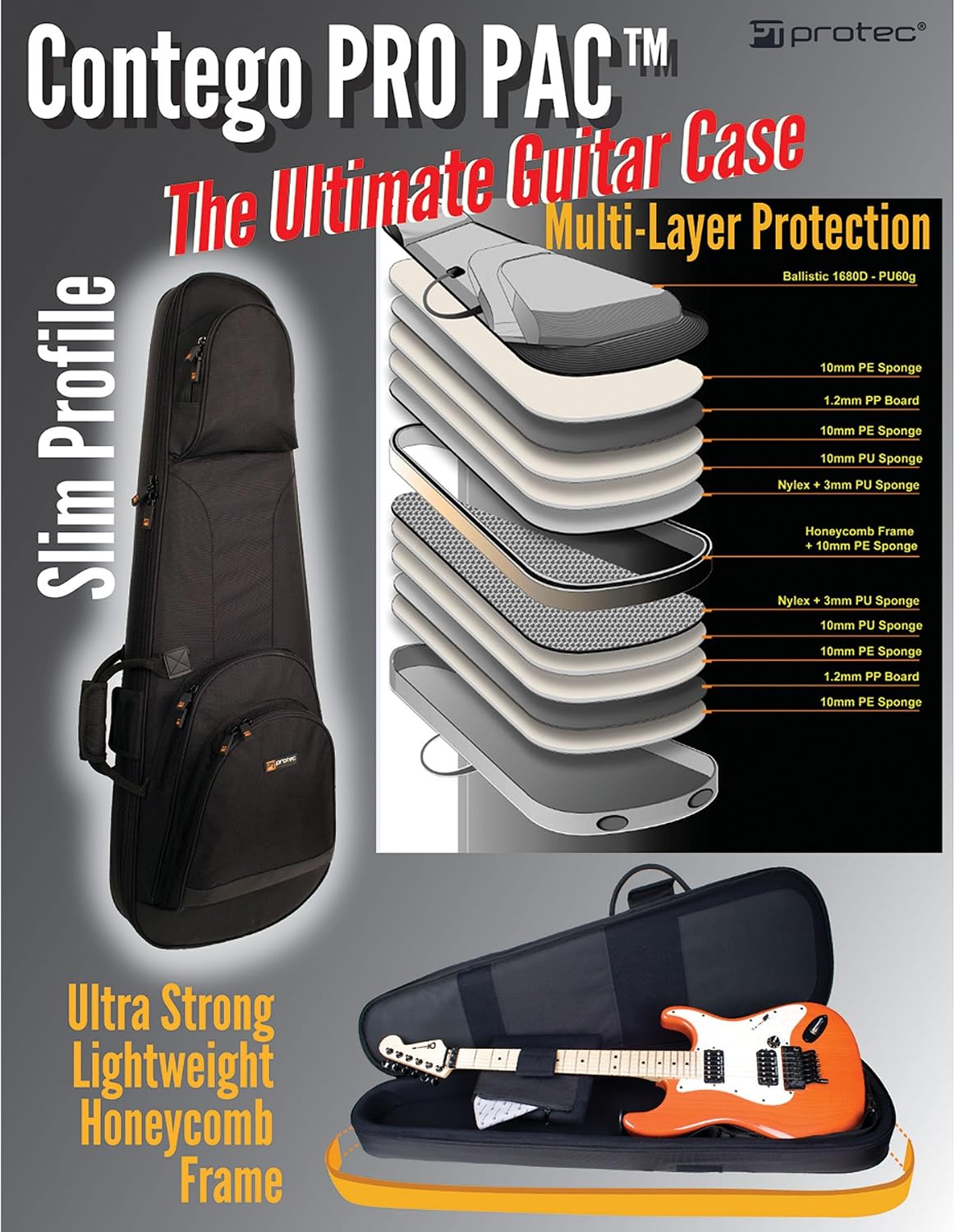 Protec CTG234 Electric Guitar Contego PRO PAC Case (Strat/Tele Type Guitars)
