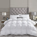 Luxurious All-Season Goose Down Feather Fiber Comforter Oversize Queen Duvet Insert (98x98), Exquisite Pinch Pleat Design- White, Premium Baffle Box, 100% Egyptian Cotton Cover, 70 oz. Fill Weight