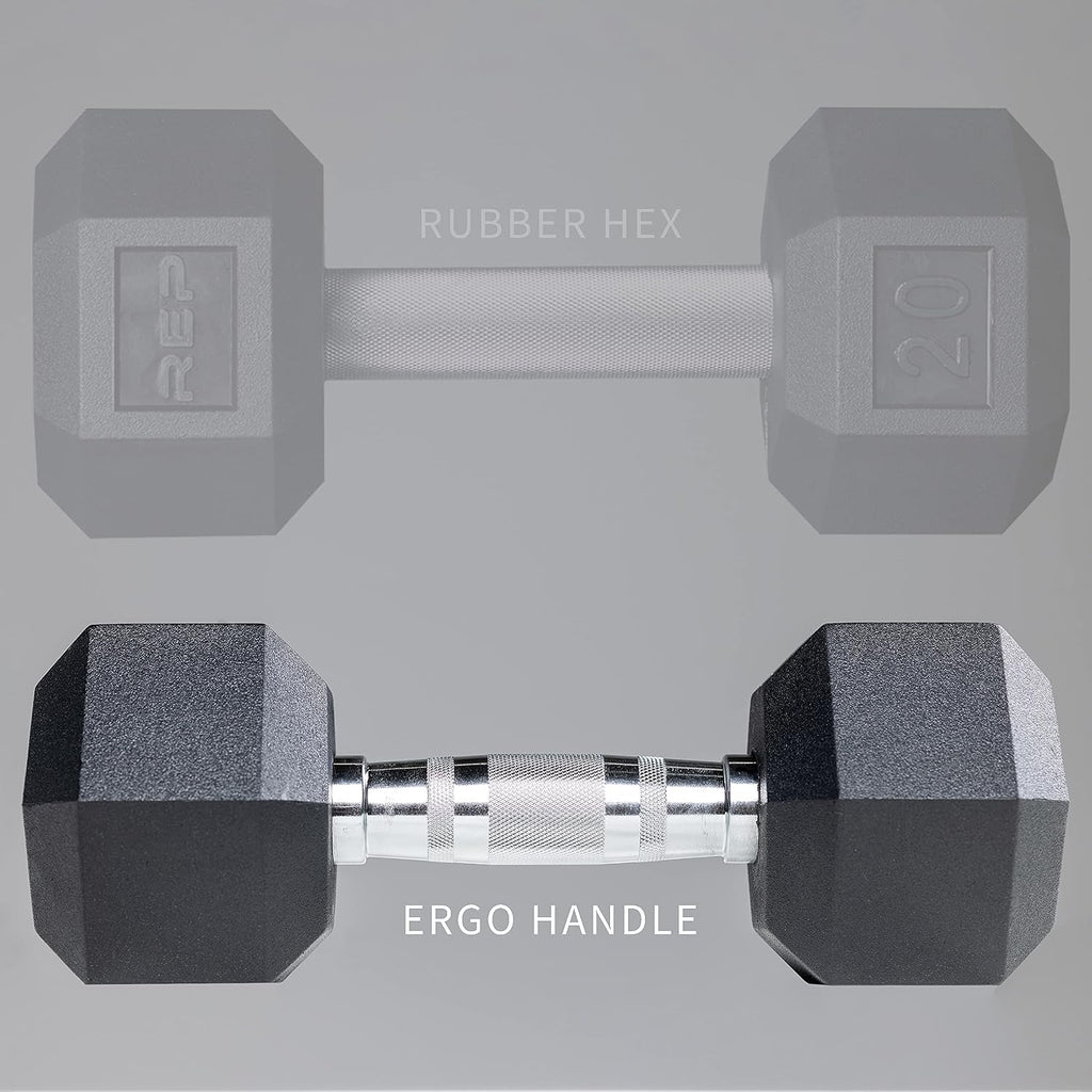 REP FITNESS 5 to 50 Ergo Dumbbell Set with Matte Black 3-tier Dumbbell Rack