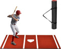 Batting Mat, 6x4/10x3.8/12x6FT Baseball Softball Hitting Mat for Batting Stance Practice, Batters Box Turf Mats with Home Plate, Non-Slip Baseball Cage Mats for Outdoor Indoor with Carry Strap