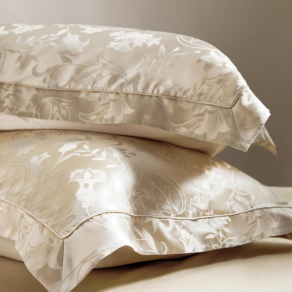LILYSILK 1PC 100% Silk Pillowcase for Hair and Skin Silk Both Sides Terse Envelope Pillow Cases with Lily Jacquard Anti-Aging and Hair Loss, Gravel Gold Queen