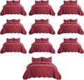 MOONLIGHT20015 Twin Quilt Bedding Set (68' x 86') - Bulk Pack of 10 Wholesale for Hotels, Guest Bedroom & Airbnbs - Lightweight Microfiber Reversible Embossed Quilts Bedspreads (Burgundy)