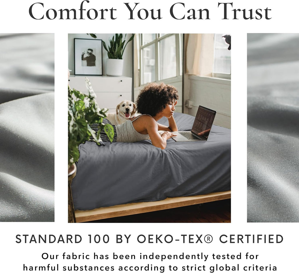 Bamboo Bay 6 Piece Full Size Sheet Set, 100% Viscose Made from Bamboo, Breathable, Ultra Soft Cooling Bed Sheets for Hot Sleepers, Beddings with Deep Pockets Fit 16' Mattress, Dark Grey