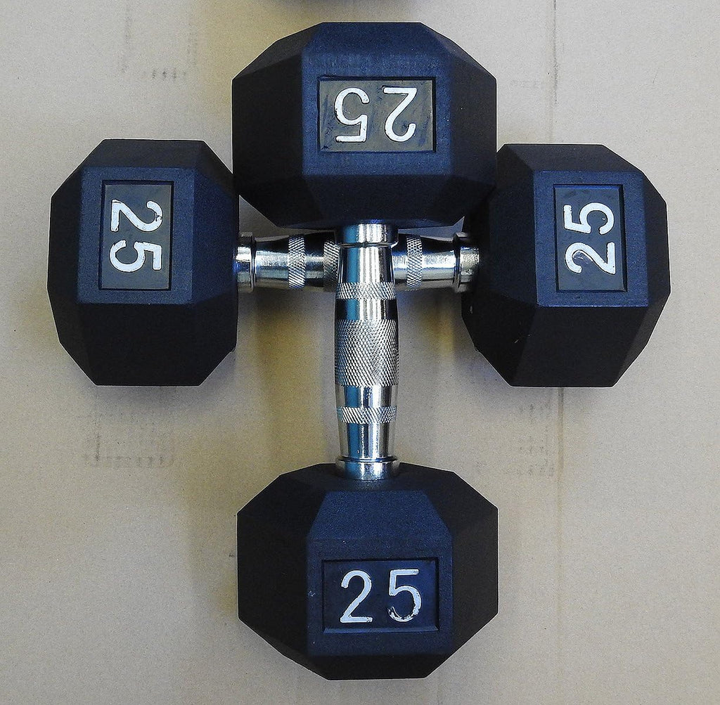 Premium Quality, Rubber Coated 25 lb Hex Dumbbells For Strength Training and Fitness (Sold in Pairs)