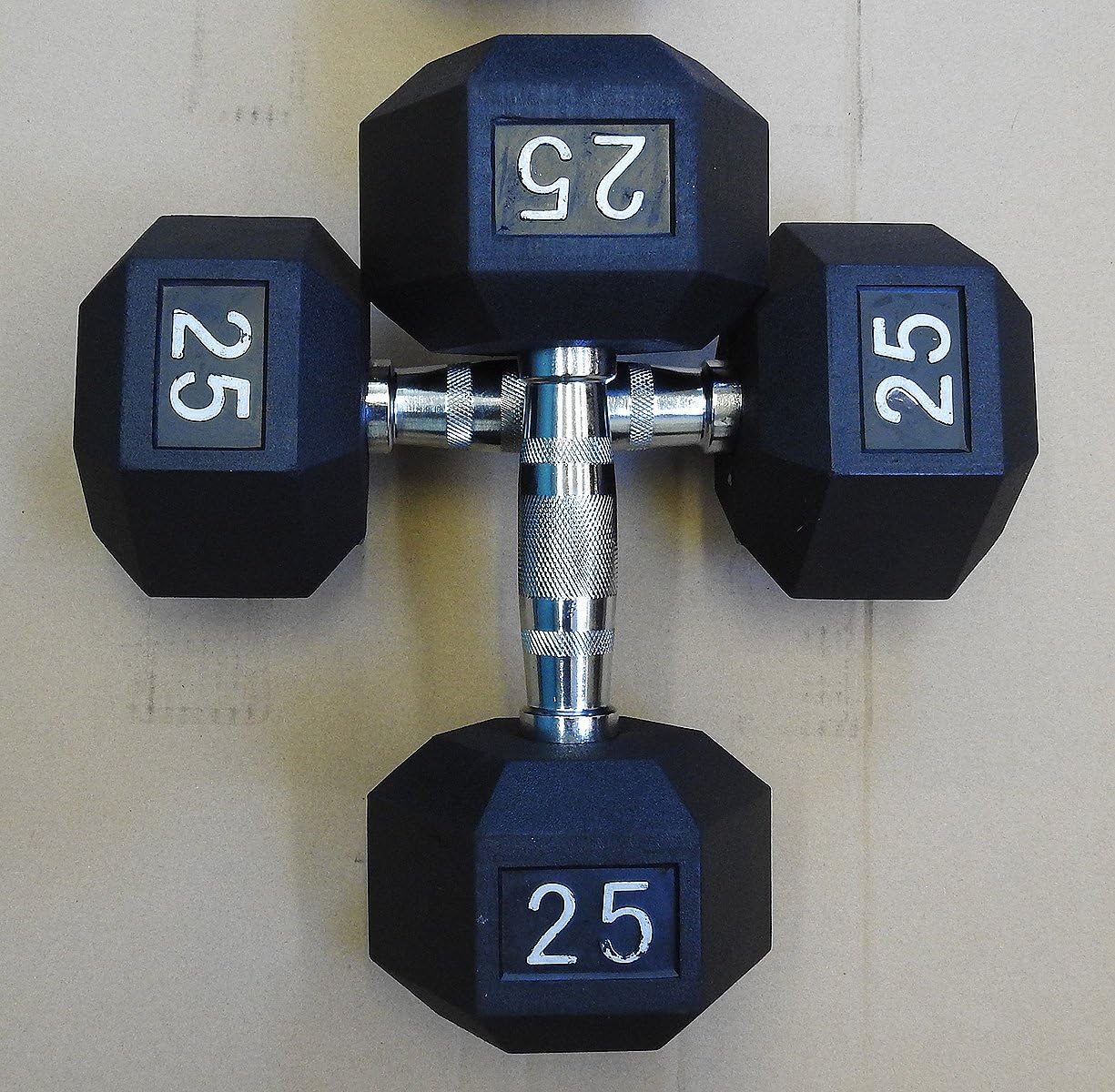Premium Quality, Rubber Coated 25 lb Hex Dumbbells For Strength Training and Fitness (Sold in Pairs)
