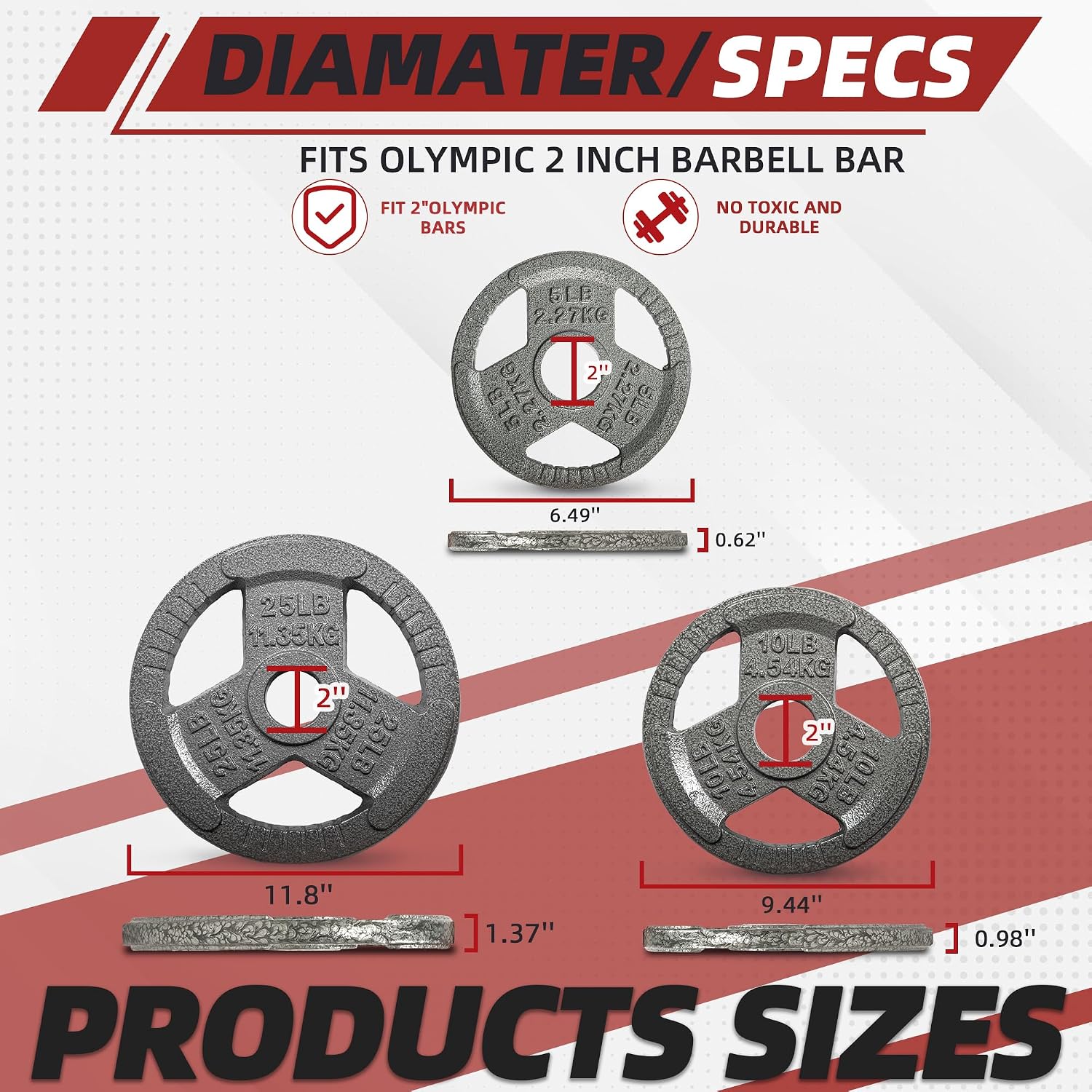 Signature Fitness 2-Inch Cast Iron Barbell Sets
