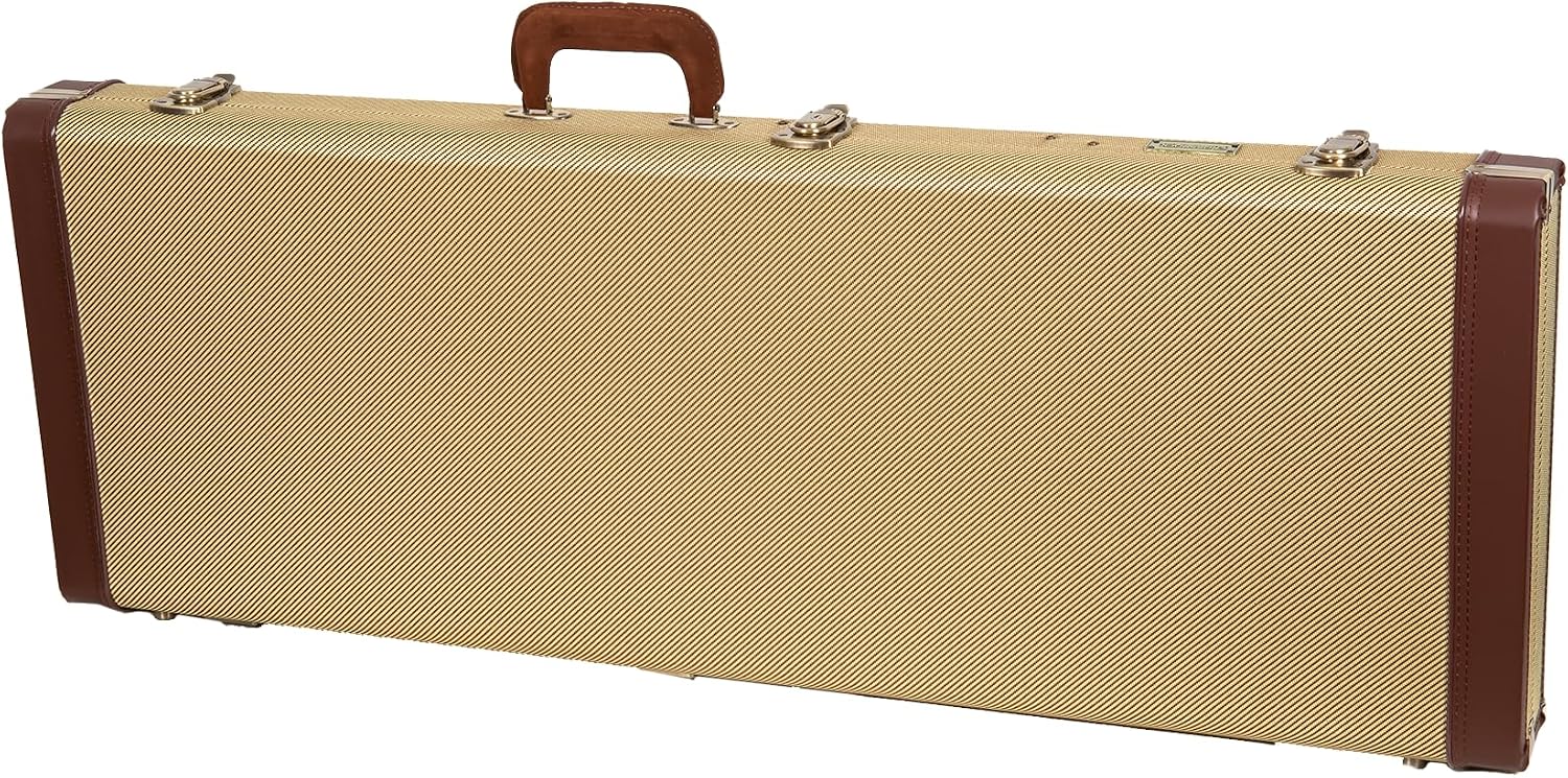 Crossrock Master Series Electric Guitar Case for Fender Stratocaster & Telecaster | Fabric Tweed Exterior, Re-Engineered Wooden Shell, Leather Handle(CRW720EFT)