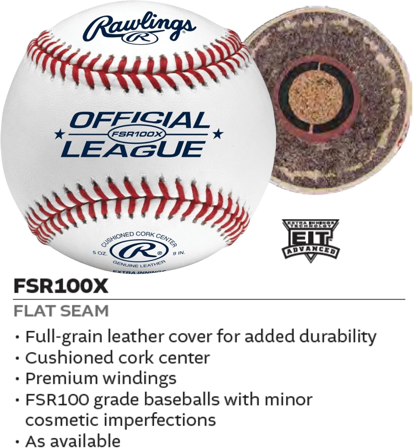 Rawlings | FLAT SEAM Official League Practice Baseballs | FSR100X | 12 Count