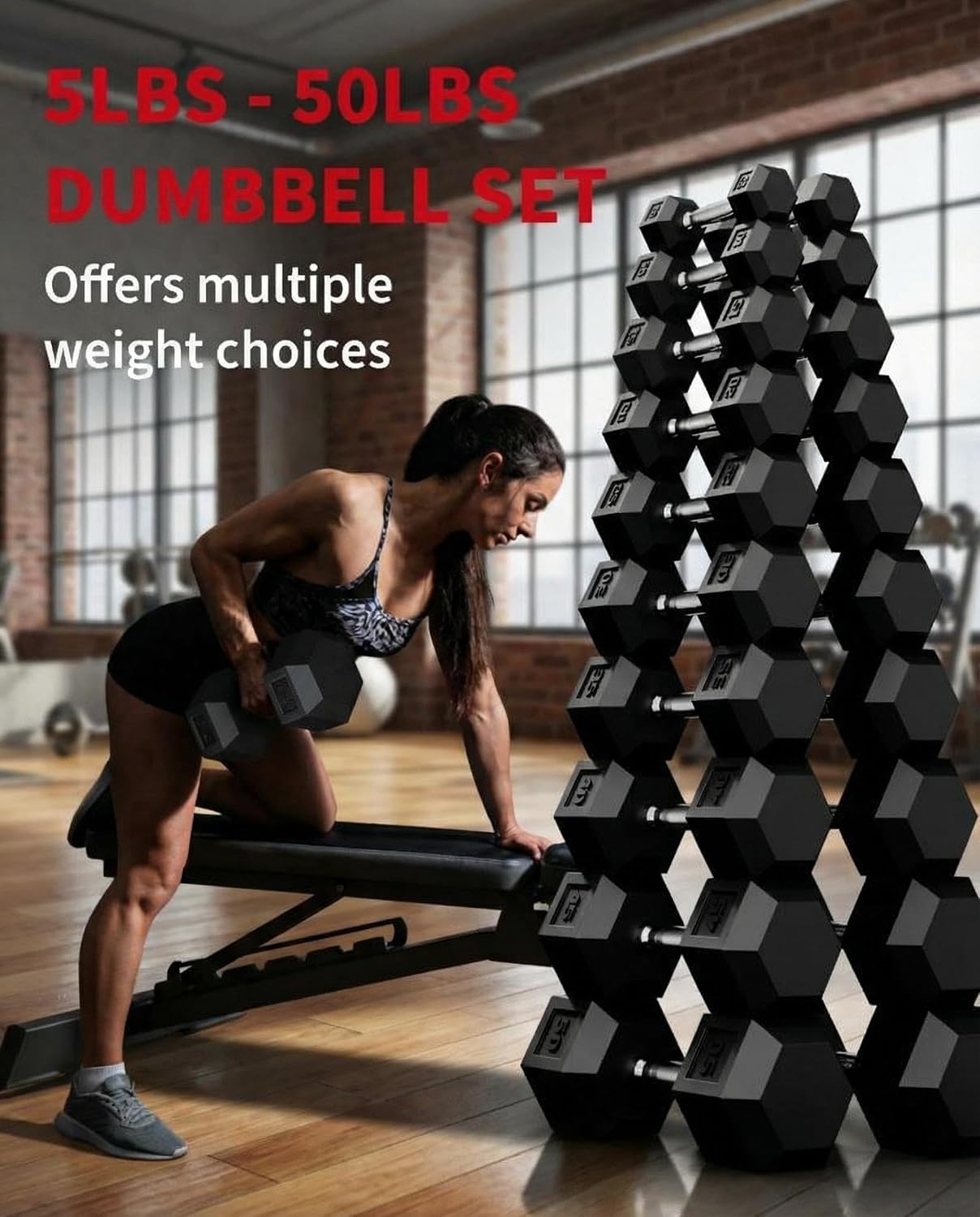 Hex Dumbbells Set of 2 – 25LB PVC Coated Cast Iron Weights – Non-Slip Grip, Anti-Roll Hand Weights for Home Gym Strength Training – Workout Dumbbells Exercise Equipment for Men & Women