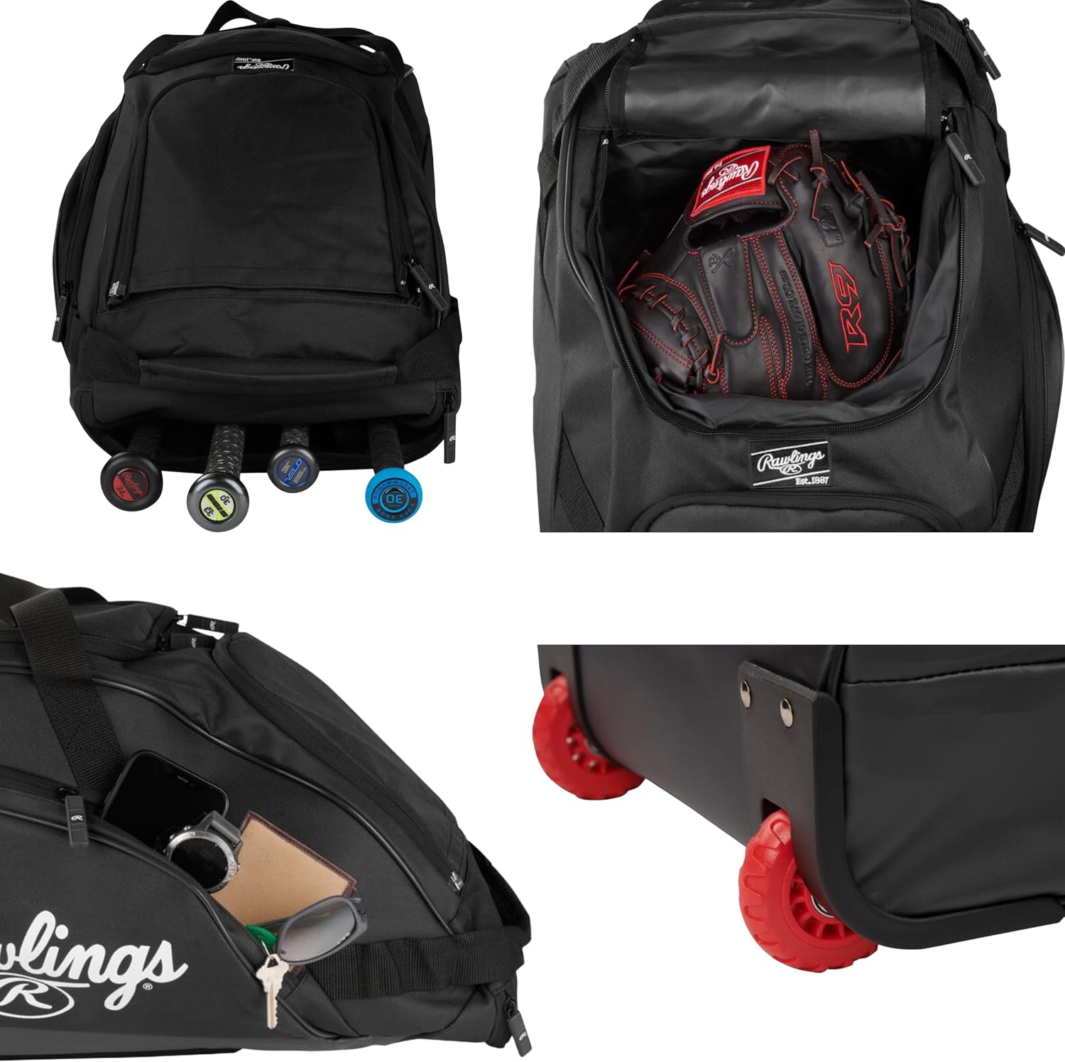 Rawlings | Workhorse Wheeled Equipment Bag | Baseball & Softball | Multiple Styles