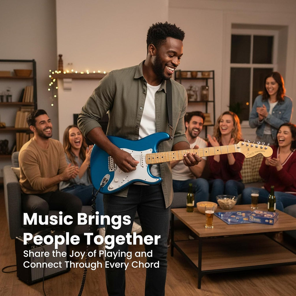 Fender Squier Affinity Stratocaster HSS - Lake Placid Blue Bundle with Frontman 15G Amplifier, Instrument Cable, Gig Bag, Tuner, Strap, Picks, and Austin Bazaar Instructional DVD
