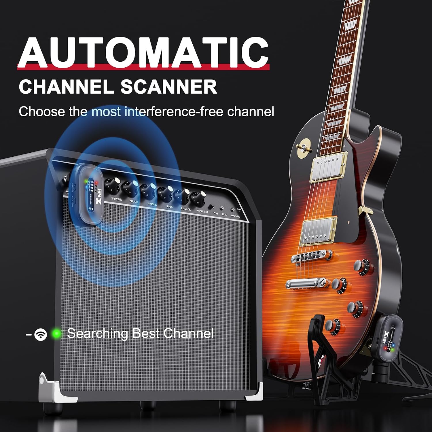 Xvive A58 Wireless Guitar System with 5.8GHz Transmitter and Receiver (Rosewood)
