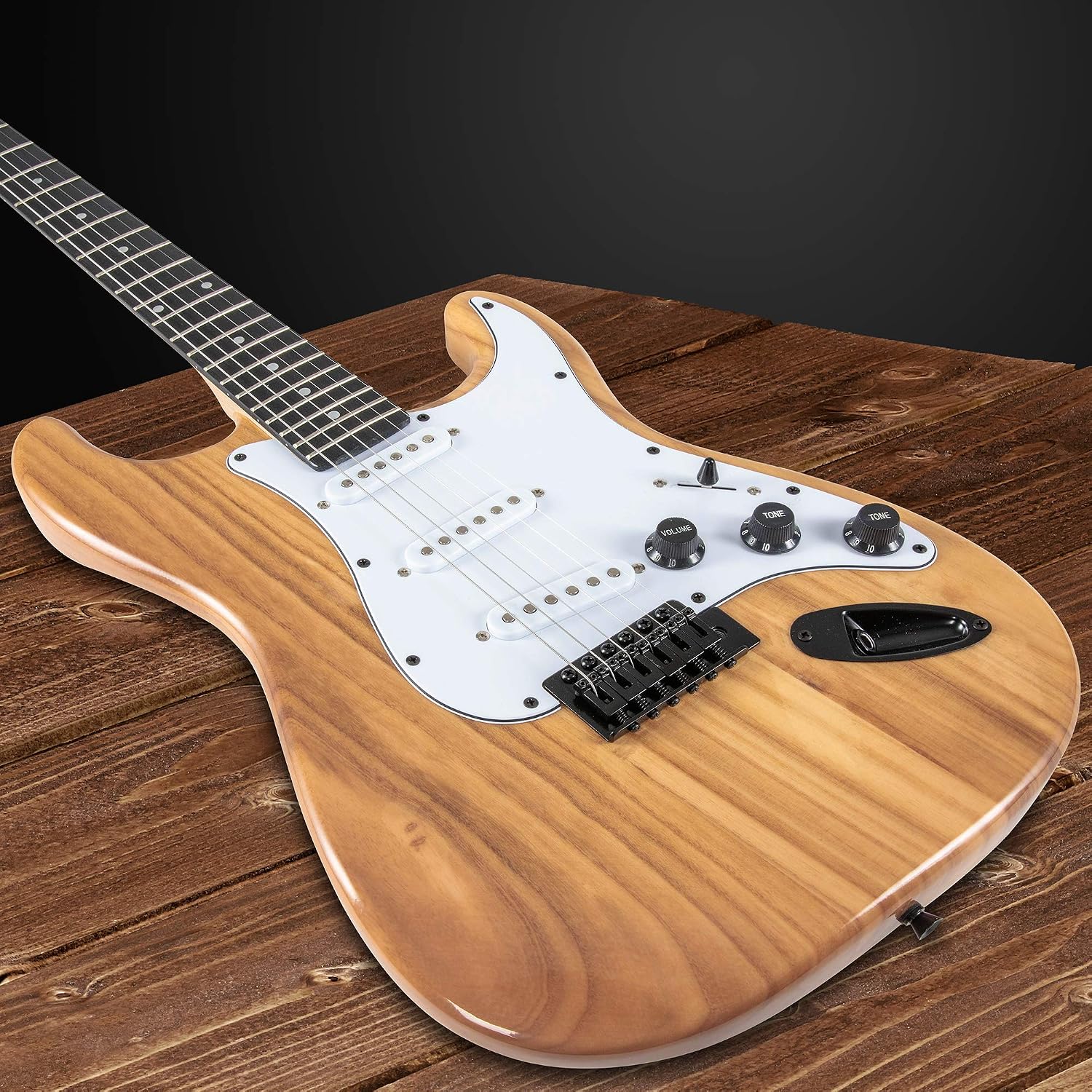 LyxPro CS 39' Electric Guitar Kit for Beginner, Intermediate & Pro Players with Guitar, Amp Cable, 6 Picks & Learner's Guide | Solid Wood Body, Volume/Tone Controls, 5-Way Pickup - Natural
