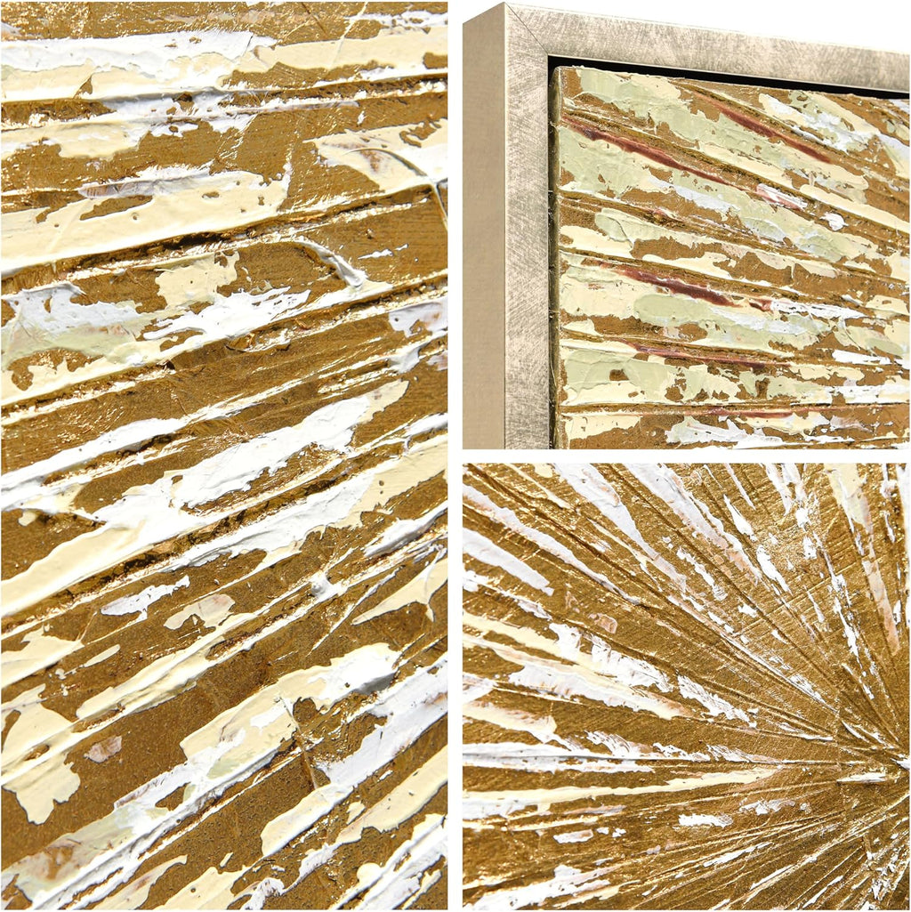 Empire Art Direct Radiant Burst Metallic Hand Painted Framed Canvas Wall Art with Gold Foil, Ready to Hang, Living Room, Bedroom & Office, 30'x40'x1.5'