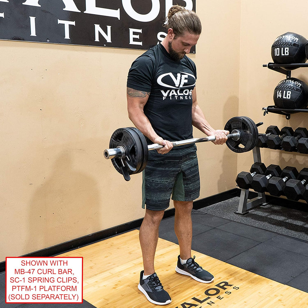 Valor Fitness OP Olympic Weight Plates Coated Rubber Weights w/Weight Plate Set, Barbell Weights w/Grips for Home Gym