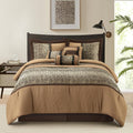 Grand Avenue Brown/Taupe Leopard Full Size Comforter Set, 7 Piece, Bedding Comforters & Sets, Pillow Shams Bedskirt, Home Decor